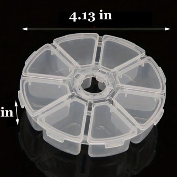 Round Bead Organizer Box, 8 Compartments - Perfect for Jewelry, Beads, Pills - Picture 4 of 4